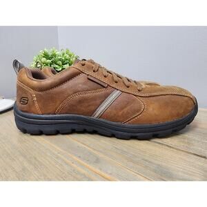 Skechers Levoy Mens Lightweight Relaxed Fit Leather Shoes Size 9.5 Brown 64224